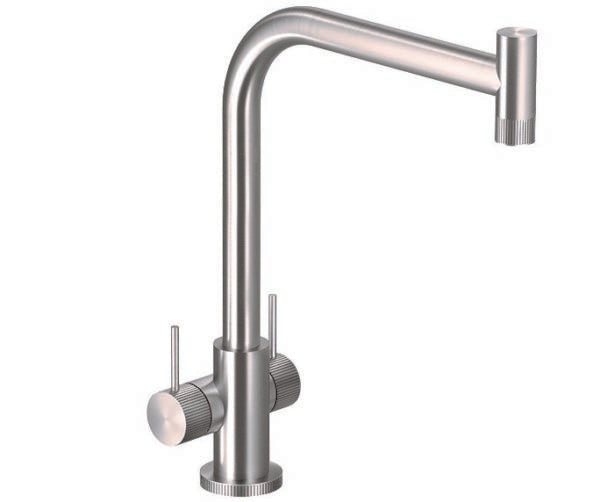 Houzer Kitchen Faucet – Knob Contemporary Dual Handle Kitchen Faucet in Stainless Steel, No Side Spray