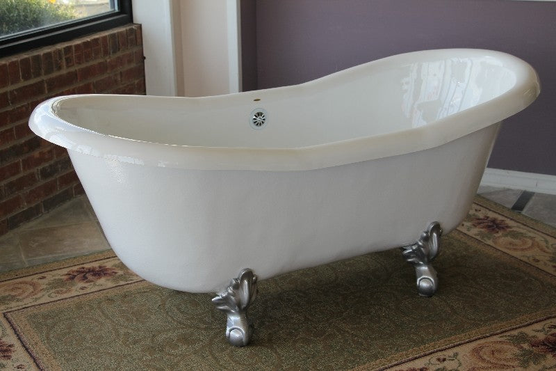 Restoria 68" The Duchess Double Slipper Clawfoot Bathtub – White Acrylic Freestanding Soaking Tub