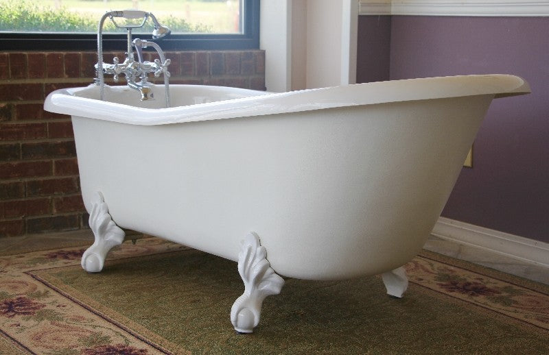 Restoria 66" Imperial Slipper Clawfoot Bathtub – White Acrylic Freestanding Soaking Tub