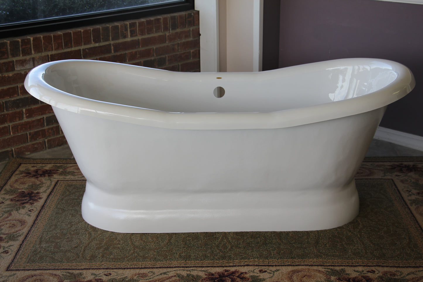 Restoria 68" Empress Double Slipper Pedestal Bathtub – White Acrylic Freestanding Soaking Tub