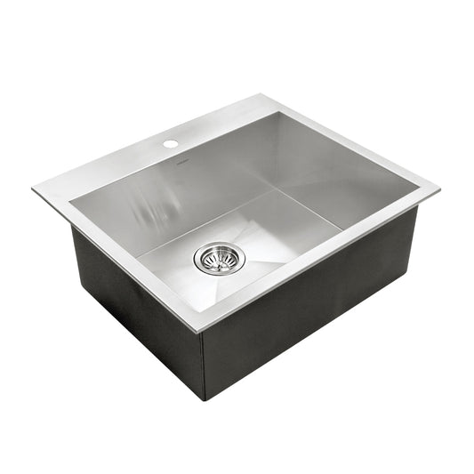 Houzer Bellus 25 inch Stainless Steel Drop-in Topmount 1-hole Single Bowl Kitchen Sink with Strainer & Grid - BCS-2522