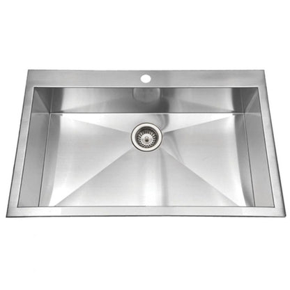 Houzer Bellus 33 inch Stainless Steel Drop-in Topmount 1-hole Single Bowl Kitchen Sink with Strainer & Grid - BLS-3322