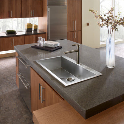 Houzer Bellus 33 inch Stainless Steel Drop-in Topmount 1-hole Single Bowl Kitchen Sink with Strainer & Grid - BLS-3322