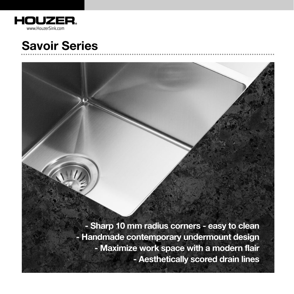Houzer Savior 12 inch Stainless Steel Undermount Kitchen Bar Sink with Strainer & Grid - CNB-1200