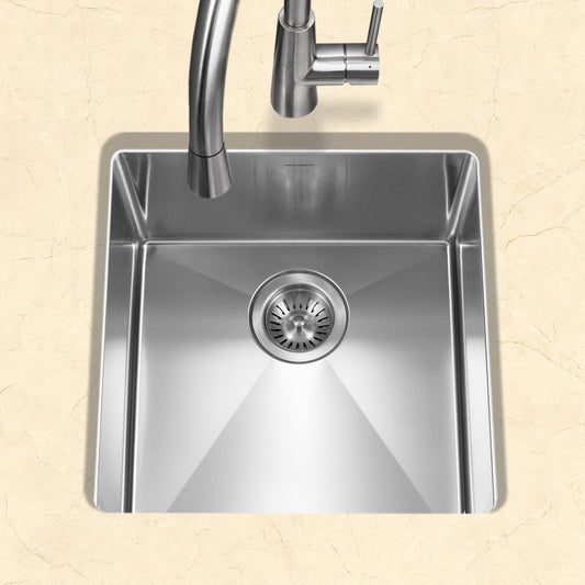 Houzer Savior 17 inch Stainless Steel Undermount Medium Bowl Kitchen Bar Sink with Strainer & Grid - CNR-1700