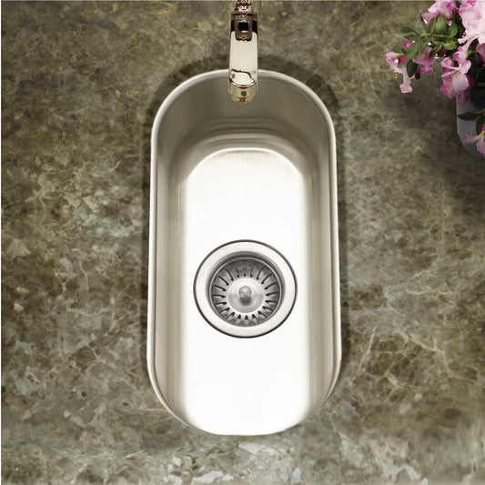 Houzer Club 10 inch Stainless Steel Undermount Compact Single Bowl Bar Sink with Strainer - CS-1105-1
