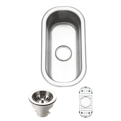 Houzer Club 10 inch Stainless Steel Undermount Compact Bar and Prep Sink with Strainer & Bottom Grid - CS-1105-C