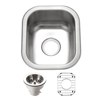 Houzer Club 13 inch Stainless Steel Undermount Small Bar and Prep Sink with Strainer & Bottom Grid - CS-1307-C