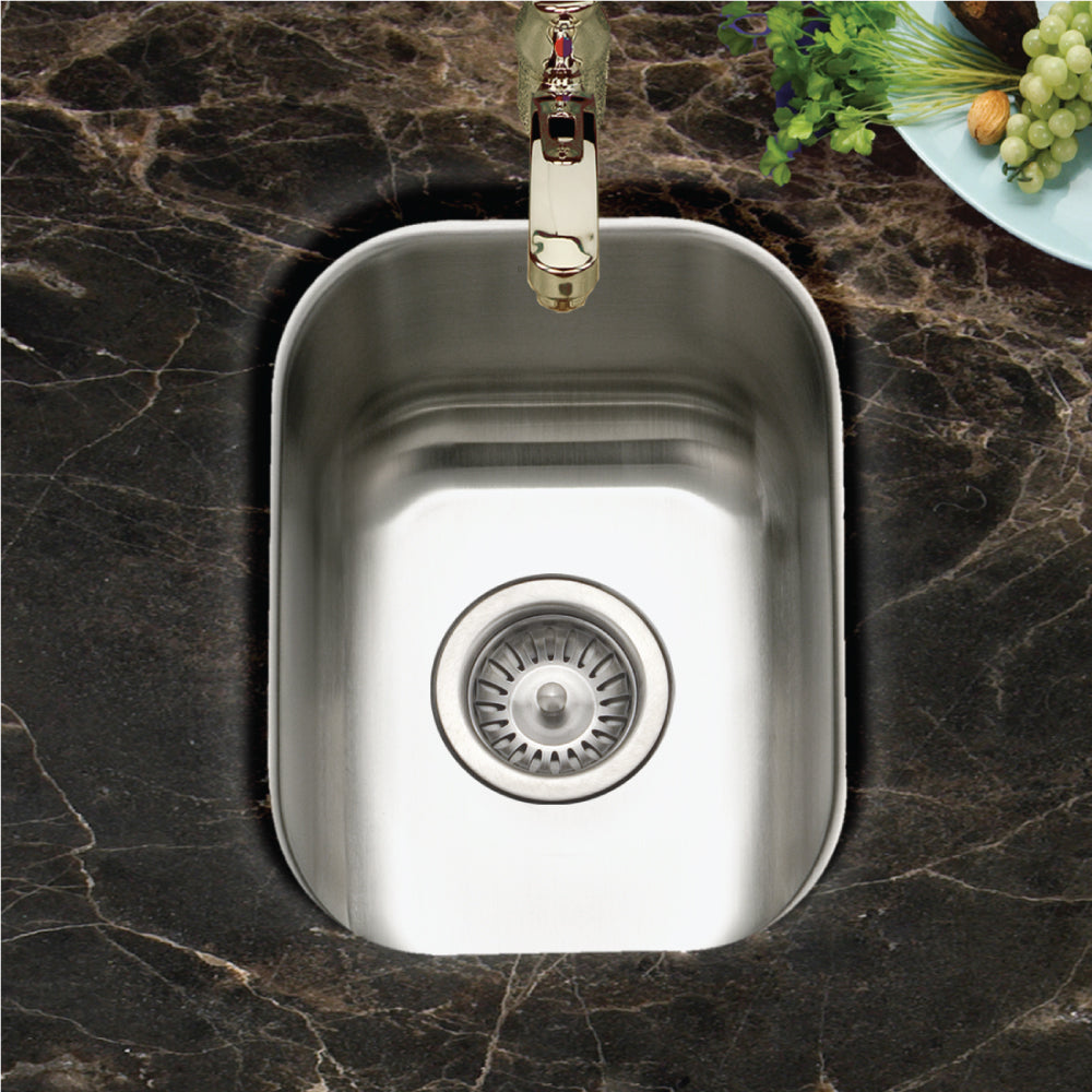 Houzer Club 13 inch Stainless Steel Undermount Small Bar and Prep Sink with Strainer & Bottom Grid - CS-1307-C
