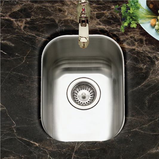 Houzer Club 14 inch Stainless Steel Undermount Medium Bar and Prep Sink with Strainer - CS-1407-1