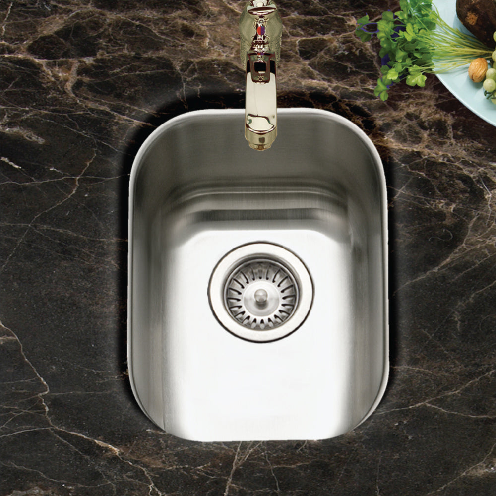 Houzer Club 14 inch Stainless Steel Undermount Medium Bar and Prep Sink with Strainer & Bottom Grid - CS-1407-C