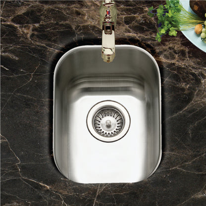 Houzer Club 14 inch Stainless Steel Undermount Medium Bar and Prep Sink with Strainer & Bottom Grid - CS-1407-C