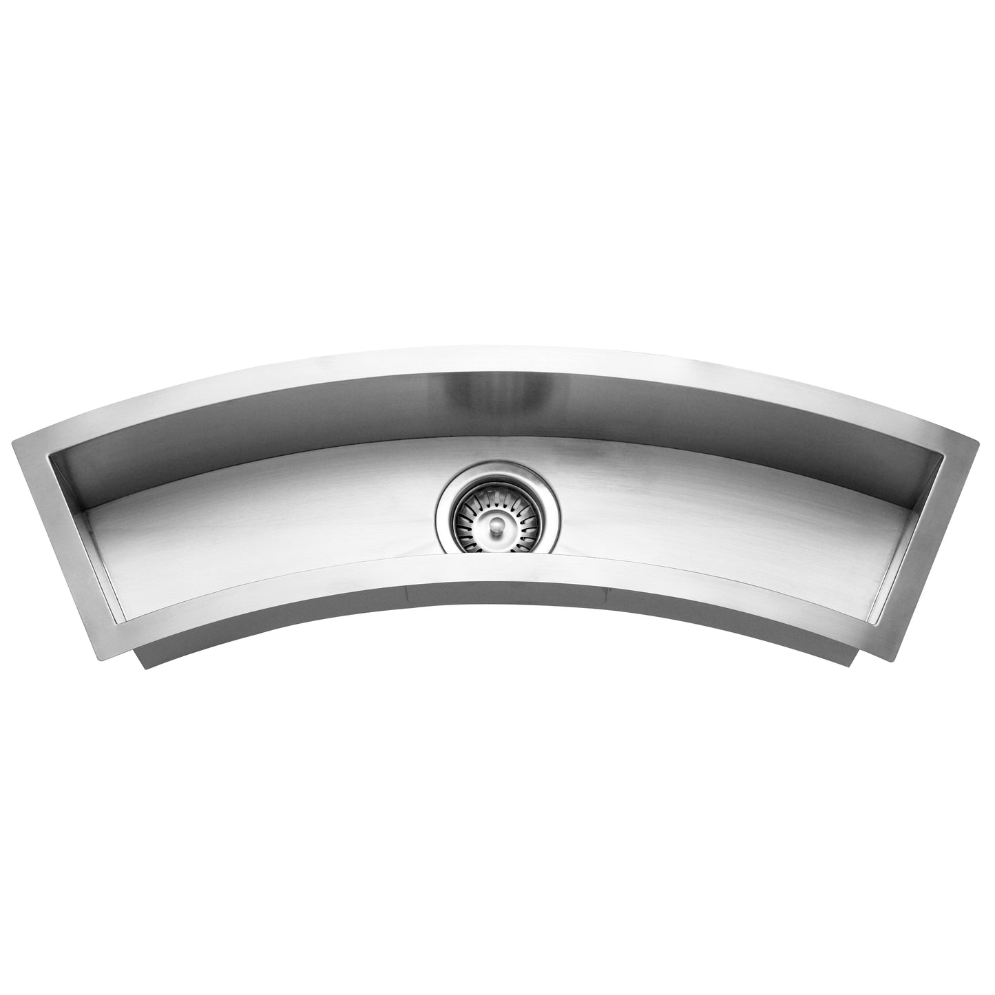 Houzer Contempo Trough 33 inch Stainless Steel Undermount Single Curved Bowl Bar Sink with Strainer & Grid - CTC-3312