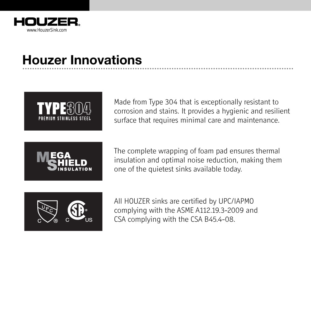 Houzer Contempo Trough 33 inch Stainless Steel Undermount Single Curved Bowl Bar Sink with Strainer & Grid - CTC-3312