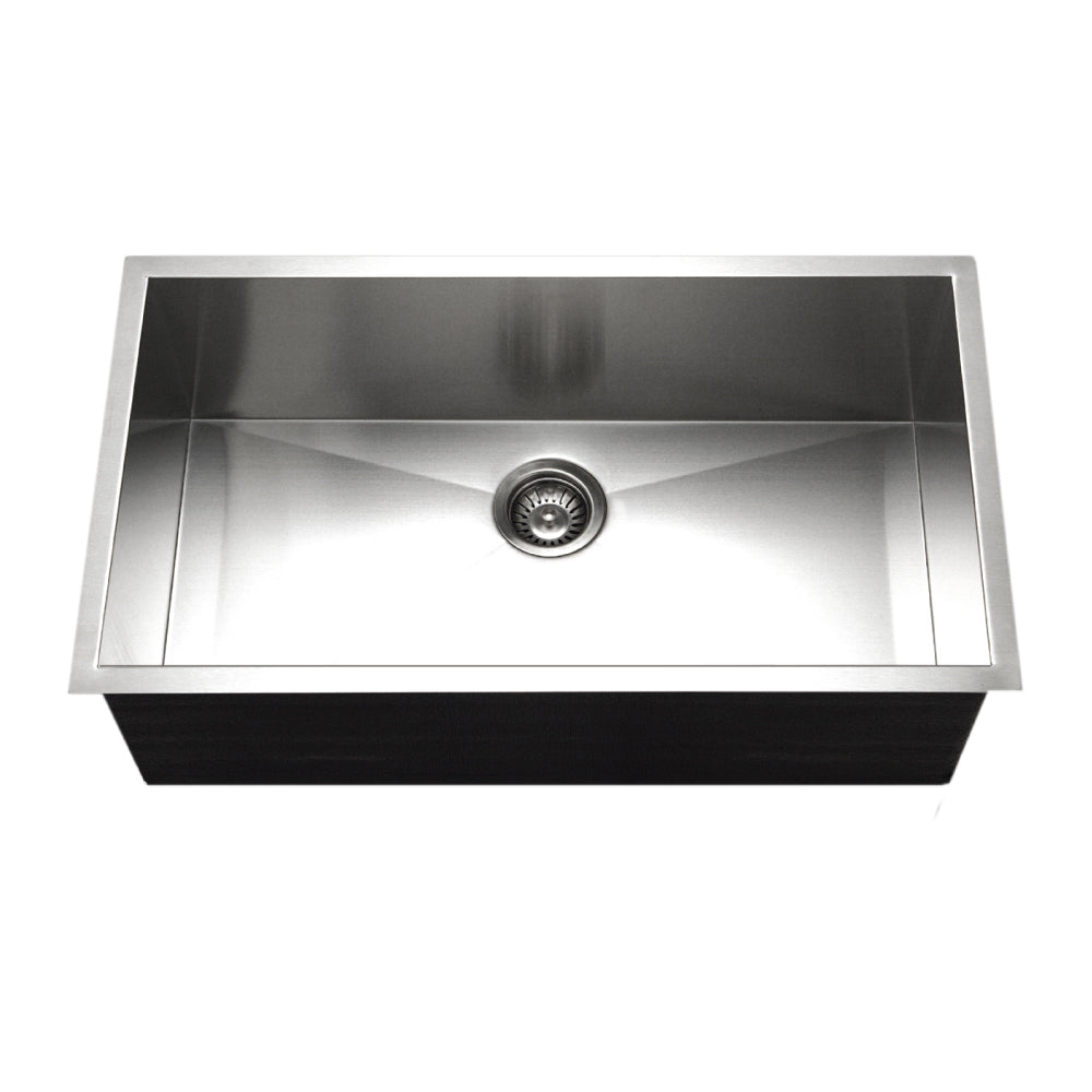 Houzer Contempo  32 inch Stainless Steel Undermount Single Bowl Kitchen Sink with Strainer & Grid - CTG-3200