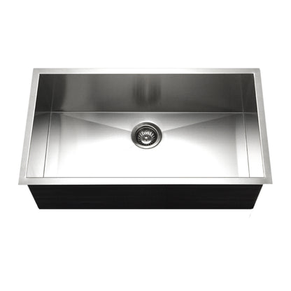 Houzer Contempo  32 inch Stainless Steel Undermount Single Bowl Kitchen Sink with Strainer & Grid - CTG-3200