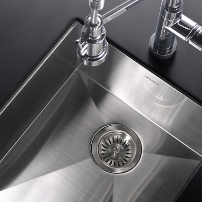 Houzer Contempo 17 inch Stainless Steel Undermount Single Bowl Bar Sink with Strainer & Grid - CTR-1700