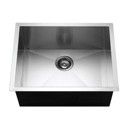 Houzer Contempo 23 inch Undermount Single Bowl Stainless Steel Kitchen Sink with Strainer & Grid, CTS-2300