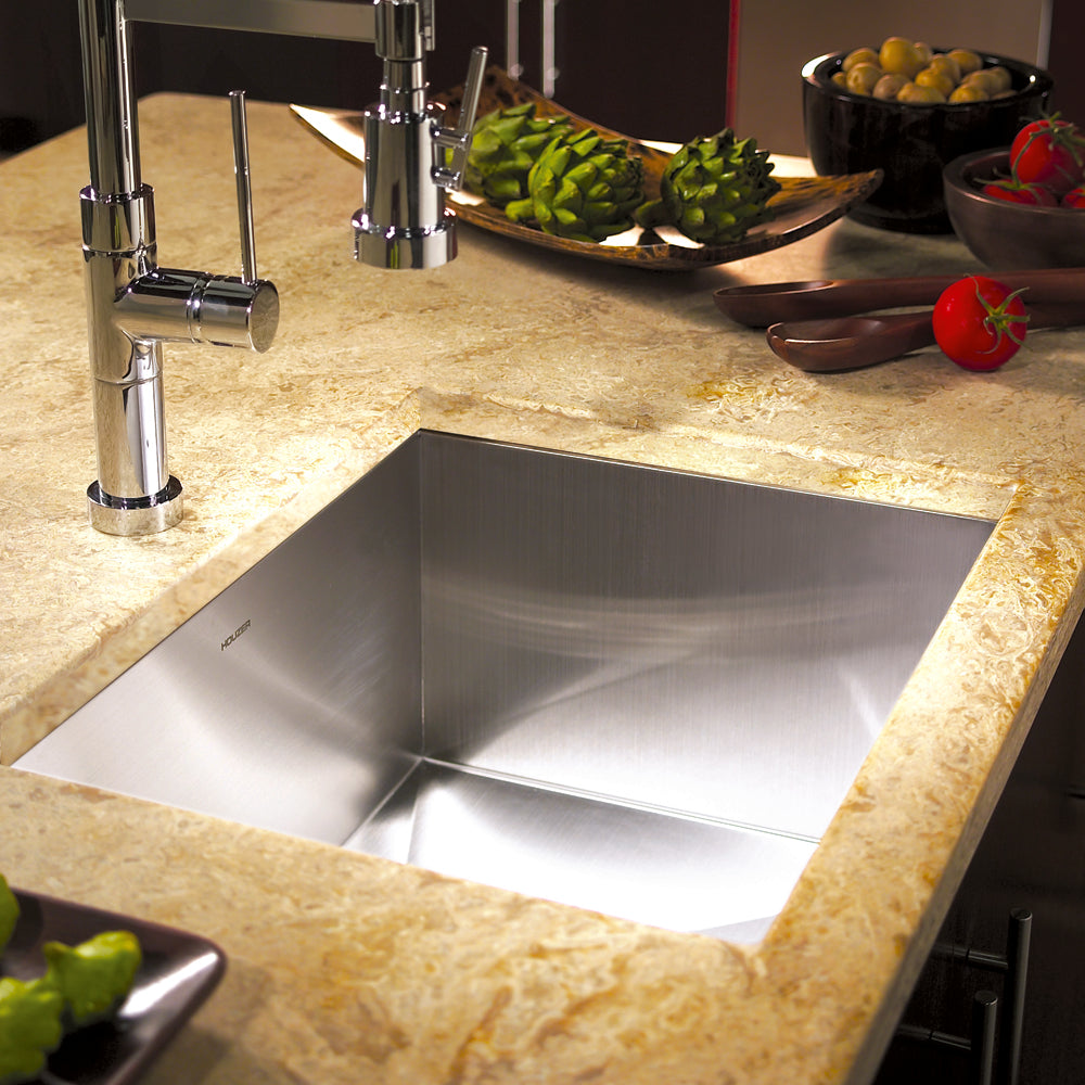 Houzer Contempo 23 inch Undermount Single Bowl Stainless Steel Kitchen Sink with Strainer & Grid, CTS-2300