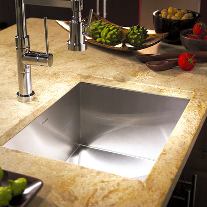 Houzer Contempo 23 inch Undermount Single Bowl Stainless Steel Kitchen Sink with Strainer & Grid, CTS-2300
