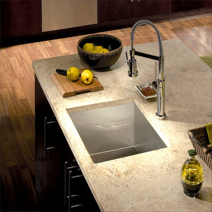 Houzer Contempo 23 inch Undermount Single Bowl Stainless Steel Kitchen Sink with Strainer & Grid, CTS-2300