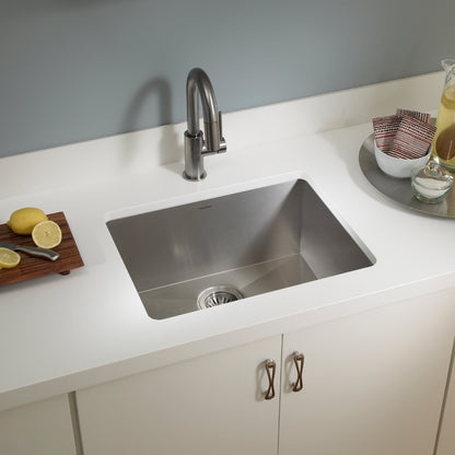 Houzer Contempo 23 inch Undermount Single Bowl Stainless Steel Kitchen Sink with Strainer & Grid, CTS-2300