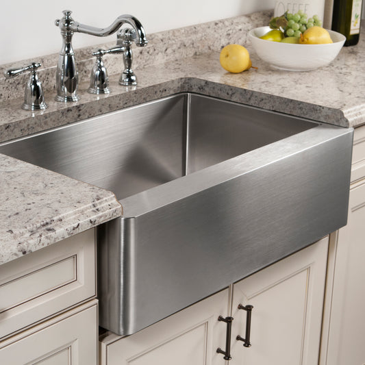 Houzer Epicure 30 inch Apron Front Farmhouse Single Bowl Kitchen Sink with Strainer & Grid - ENS-3020