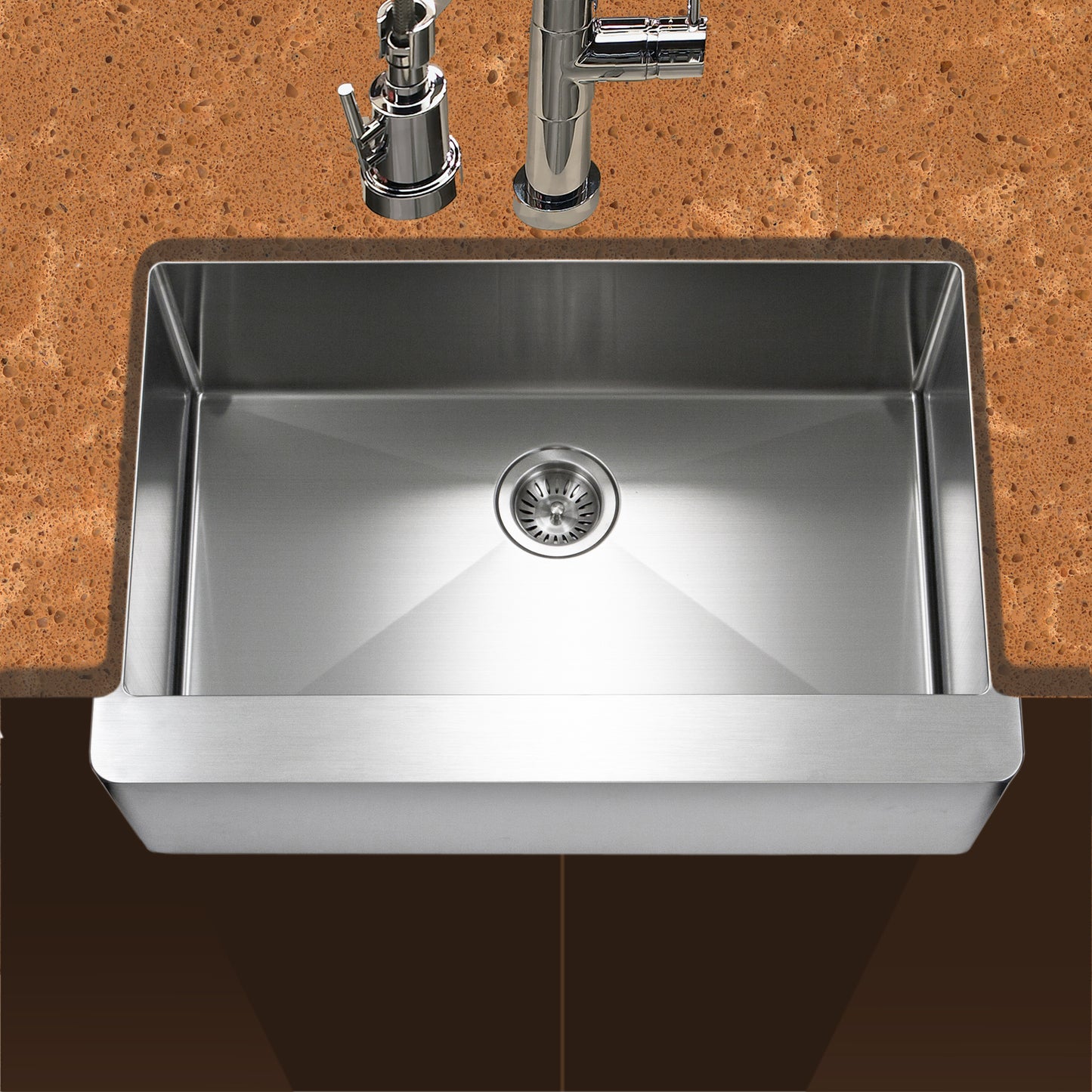 Houzer Epicure 30 inch Apron Front Farmhouse Single Bowl Kitchen Sink with Strainer & Grid - ENS-3020