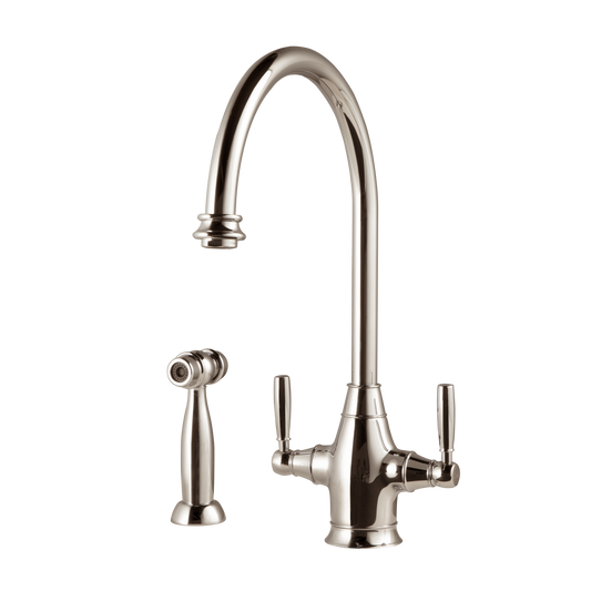 Houzer Kitchen Faucet – Exeter Traditional Brass Faucet Single Handle with Side Spray