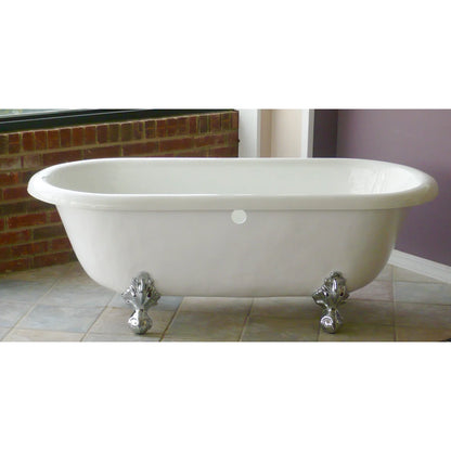 Restoria 66" Marquis Double Ended Clawfoot Bathtub – White Acrylic Freestanding Soaking Tub