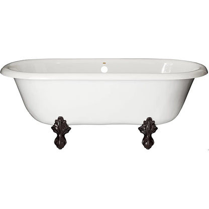 Restoria 66" Marquis Double Ended Clawfoot Bathtub – White Acrylic Freestanding Soaking Tub