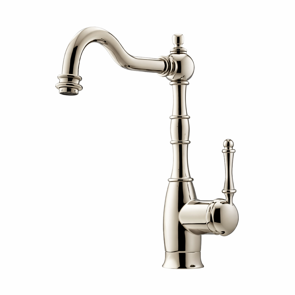 Houzer Bar Faucet – Nottingham Traditional Brass Bar Faucet Single Handle in Rose Gold and  Polished Nickel