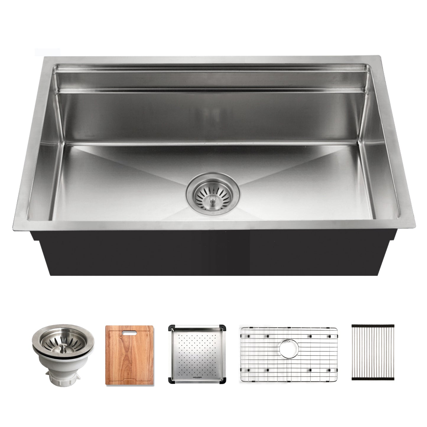 Houzer 32 inch Novus 18 Gauge Stainless Steel Undermount Dual Platform Workstation Kitchen Sink with Accessories - NVS-5200