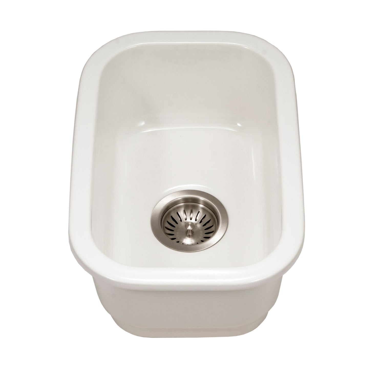 Houzer Platus 13 inch Fireclay Undermount Single Bowl Bar Sink with Strainer & Grid - PTB-1318