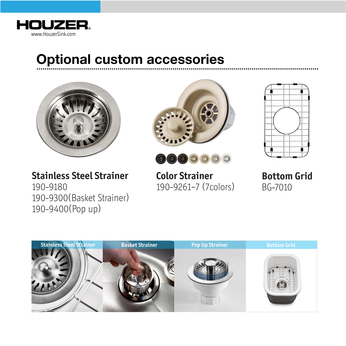 Houzer Platus 13 inch Fireclay Undermount Single Bowl Bar Sink with Strainer & Grid - PTB-1318
