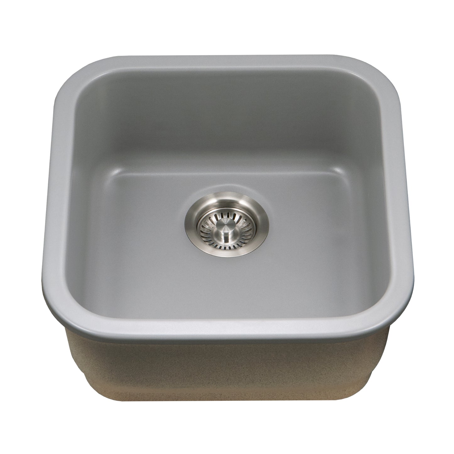 Houzer Platus 19 inch Fireclay Undermount Square Bar Sink with Strainer & Grid- PTB-1919