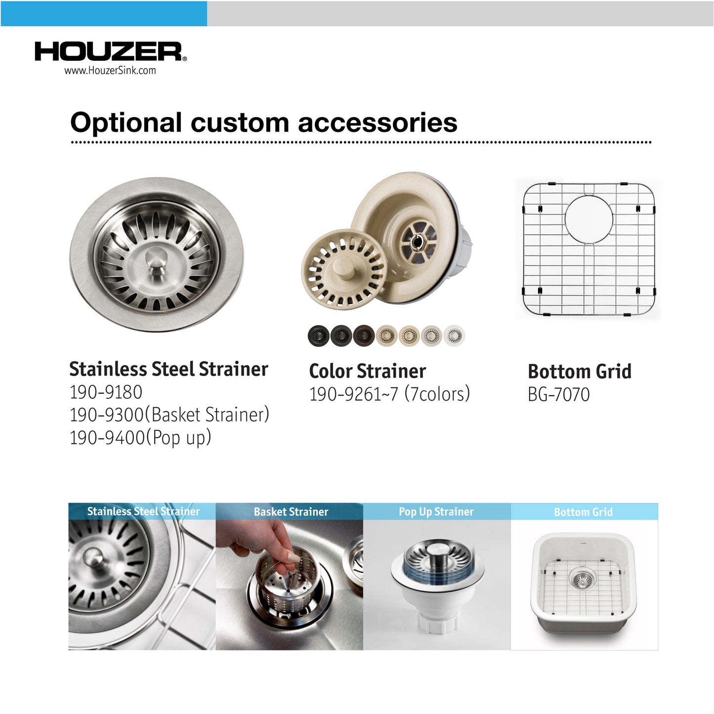 Houzer Platus 19 inch Fireclay Undermount Square Bar Sink with Strainer & Grid- PTB-1919