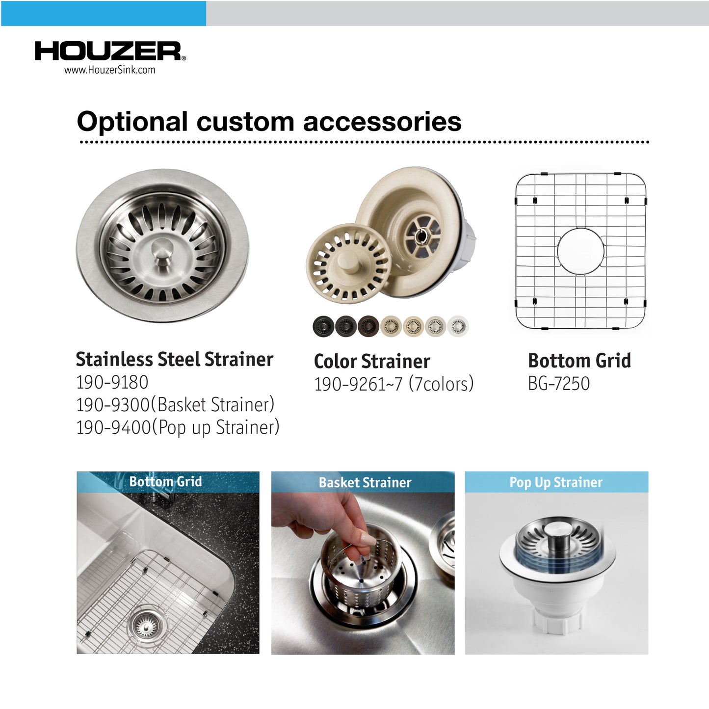 Houzer Platus 33 inch Fireclay Apron Front Farmhouse 50/50 Double Bowl Kitchen Sink with Strainer & Grids - PTD-4400