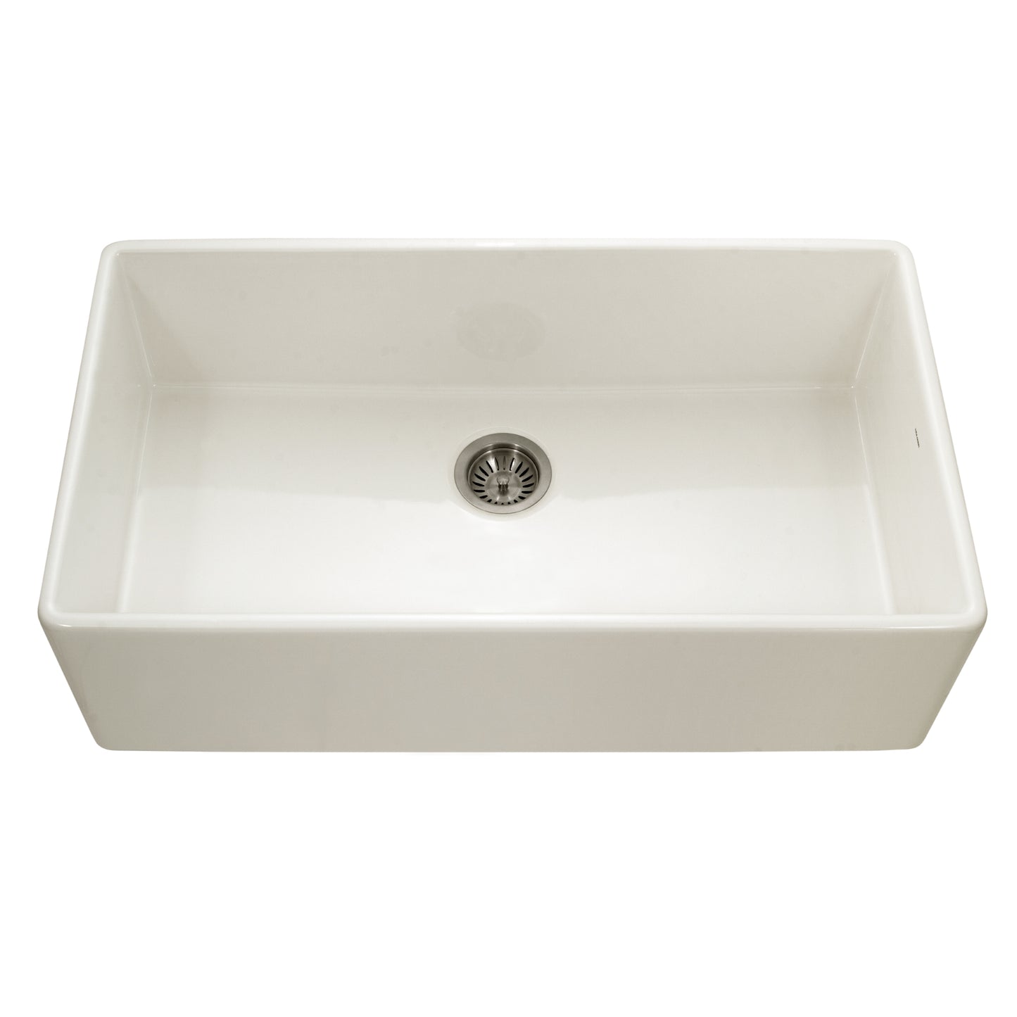 Houzer Platus 36 inch Fireclay Apron Front Farmhouse Single Bowl Kitchen Sink with Strainer & Grid - PTG-3600
