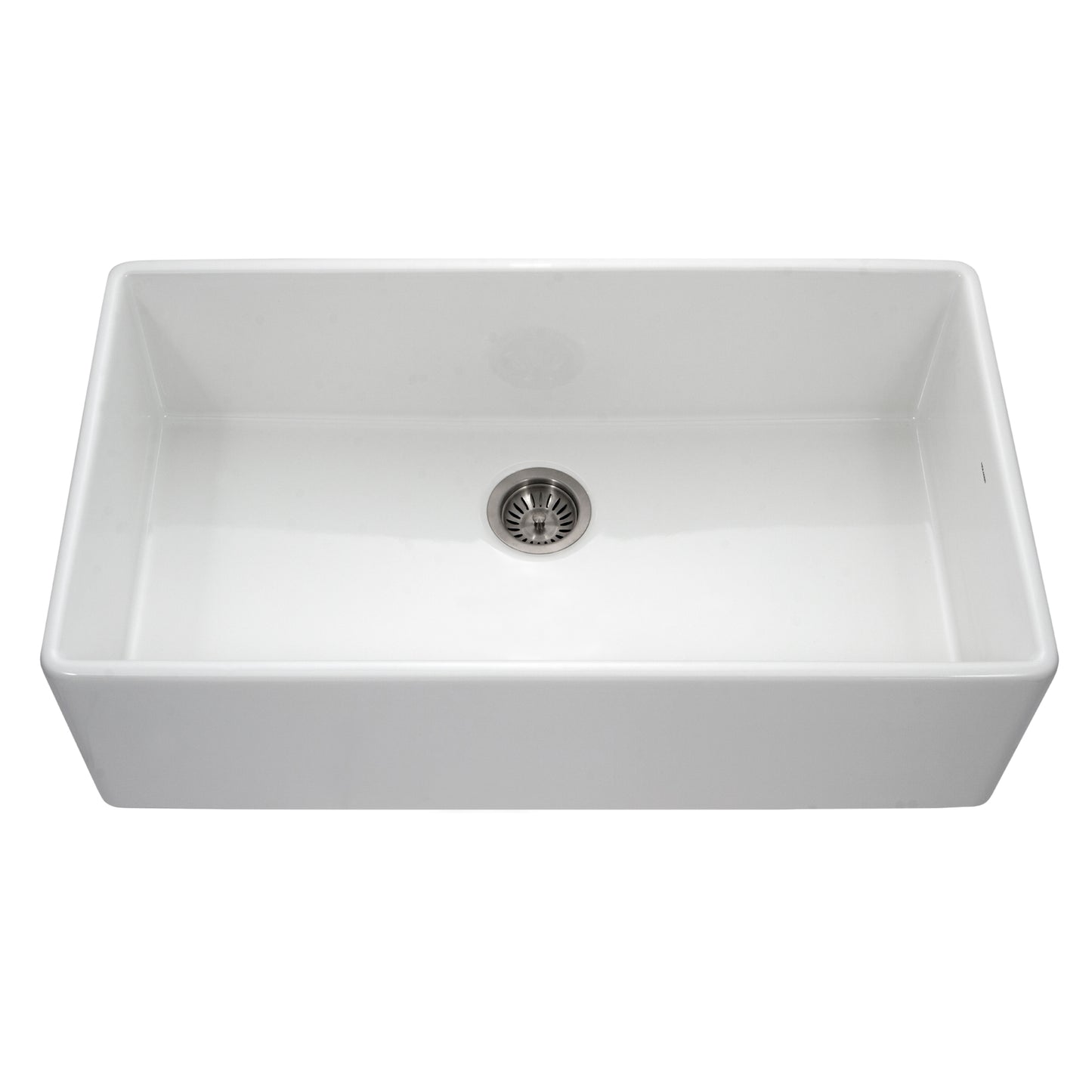 Houzer Platus 36 inch Fireclay Apron Front Farmhouse Single Bowl Kitchen Sink with Strainer & Grid - PTG-3600