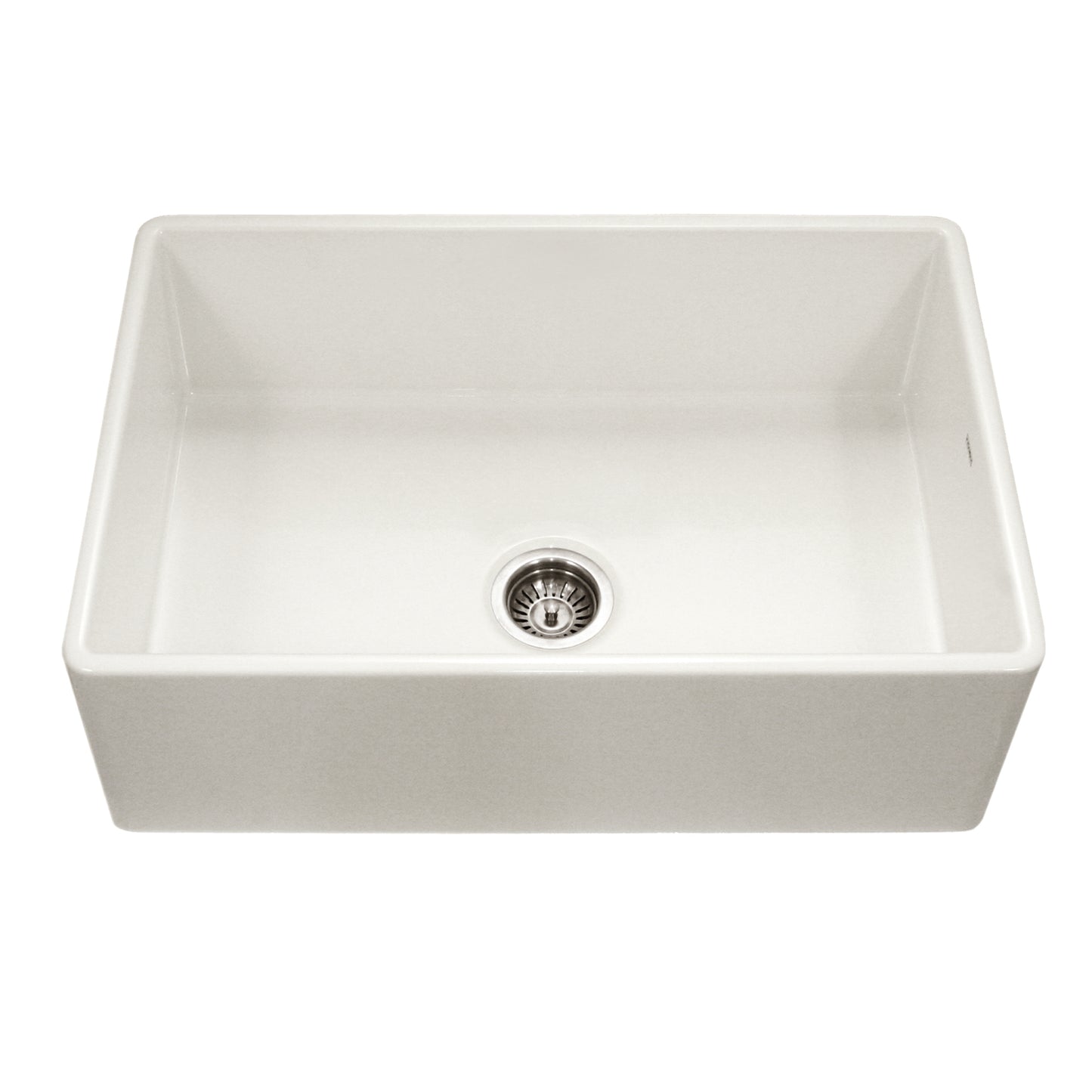 Houzer Platus 33 inch Fireclay Apron Front Farmhouse Kitchen Sink with Strainer & Grid - PTG-4300 W