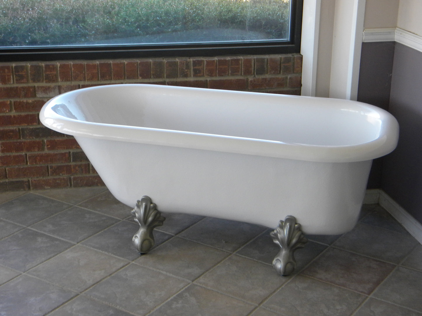 Restoria 60" Regent Freestanding Clawfoot Bathtub – White Acrylic Roll Top Soaking Tub