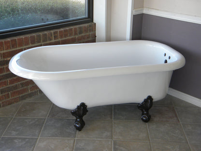 Restoria 60" Regent Freestanding Clawfoot Bathtub – White Acrylic Roll Top Soaking Tub