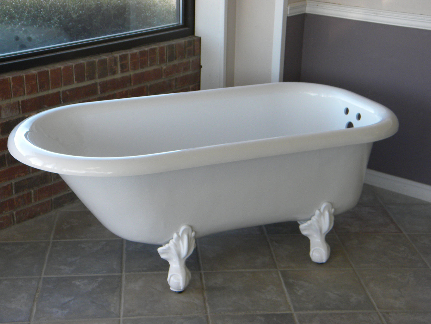 Restoria 60" Regent Freestanding Clawfoot Bathtub – White Acrylic Roll Top Soaking Tub