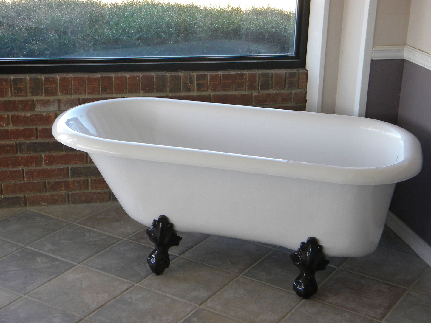 Restoria 66" Monarch Freestanding Clawfoot Bathtub – White Acrylic Roll Top Soaking Tub