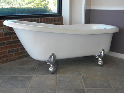 Restoria 60" Ambassador Slipper Clawfoot Bathtub – White Acrylic Freestanding Soaking Tub