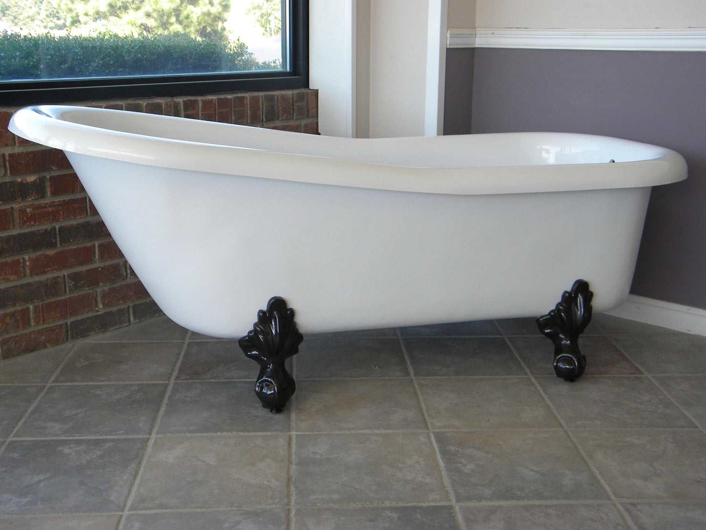 Restoria 60" Ambassador Slipper Clawfoot Bathtub – White Acrylic Freestanding Soaking Tub