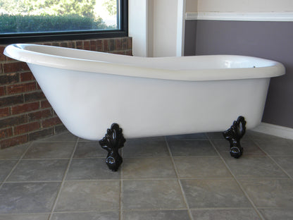 Restoria 60" Ambassador Slipper Clawfoot Bathtub – White Acrylic Freestanding Soaking Tub