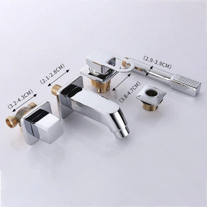 Elegant Bath Co. Widespread Tub Faucet Set with Handheld Shower – Deck/Wall Mounted, 4 Holes, Hot & Cold Mixer