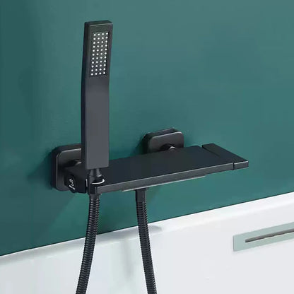 Brushed Gold Waterfall Shower Faucet Set - Luxurious Wall-Mounted Bathtub Mixer with Hot & Cold Control